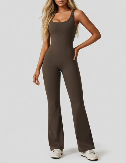 Veloura Sculpt Jumpsuit Dames Stretch Backless Flared Fit