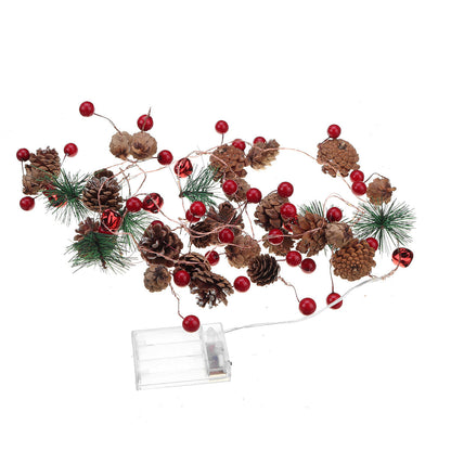 Dennerust LED Kerstlichtslinger met Dennenappels voor Binnen en Buiten
