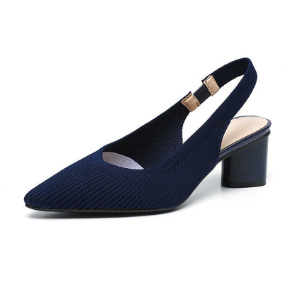 Veloura Slingback Hakken Dames met Geribde Structuur en Lage Hak