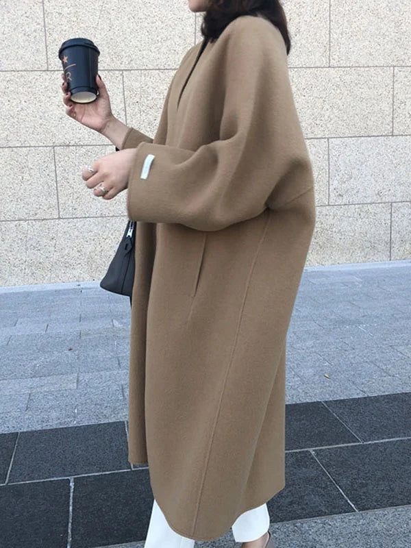 Dames Trenchcoat Lange Pasvorm Warm voor Dagelijks Leven
