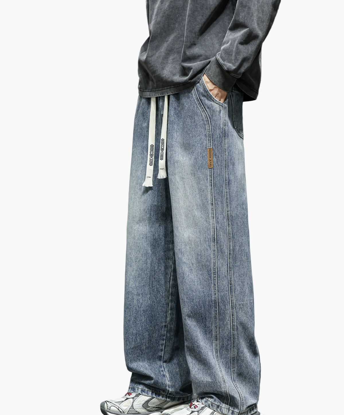 Heren Baggy Jeans – Losse Streetwear Pasvorm met Trekkoord