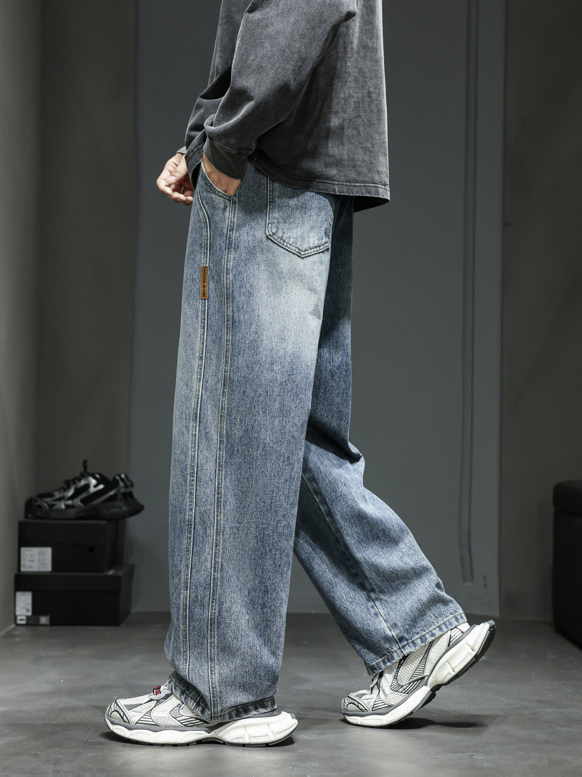 Heren Baggy Jeans – Losse Streetwear Pasvorm met Trekkoord