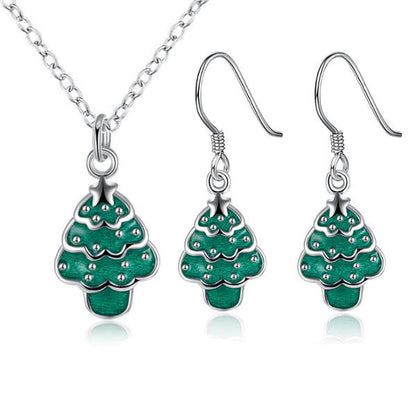 WinterSter Sieradenset – Zilverkleurige Kerstketting en Oorbellen