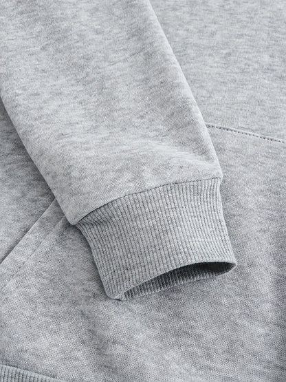 Lichtgrijze hoodie met kattenprint en capuchon voor unisex