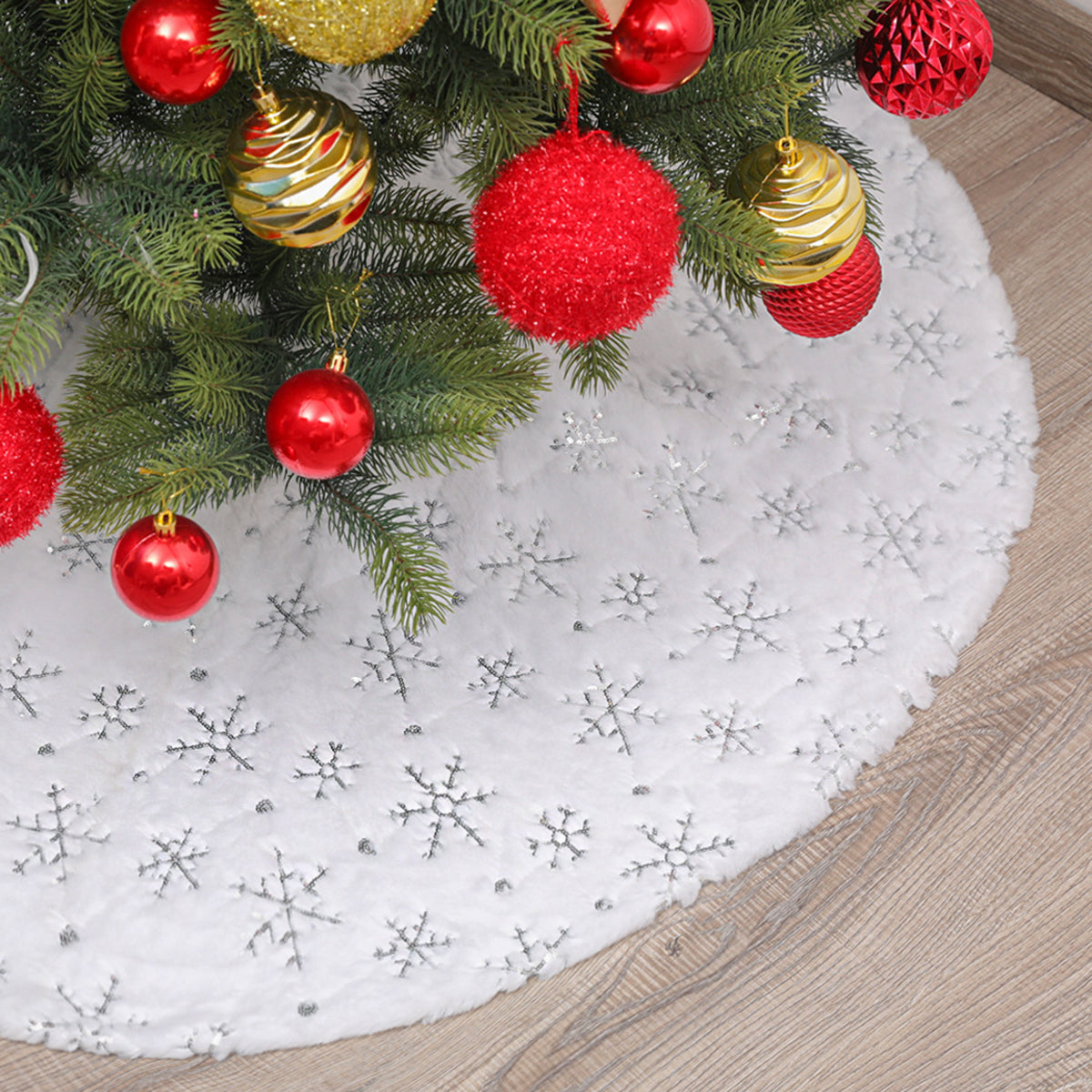 Sneeuwpracht – Witte Kerstboomrok met Sneeuwvlokken 90 of 120 cm