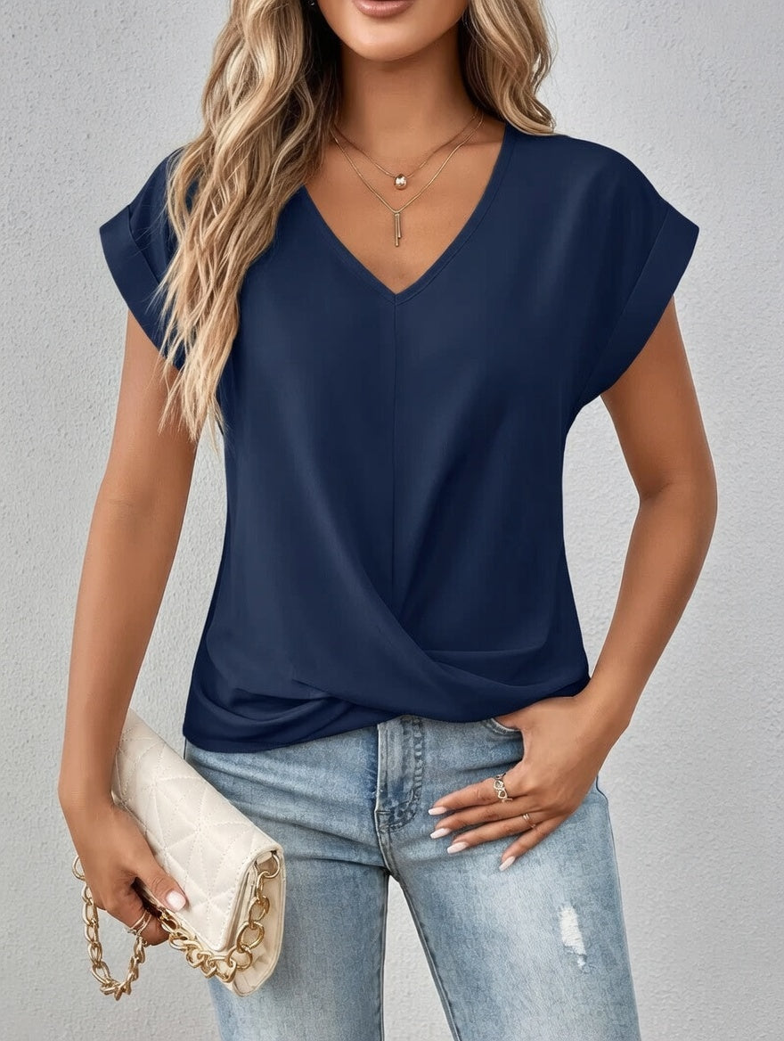 Liorena Dames Zomerblouse met V-Hals en Luchtige Pasvorm