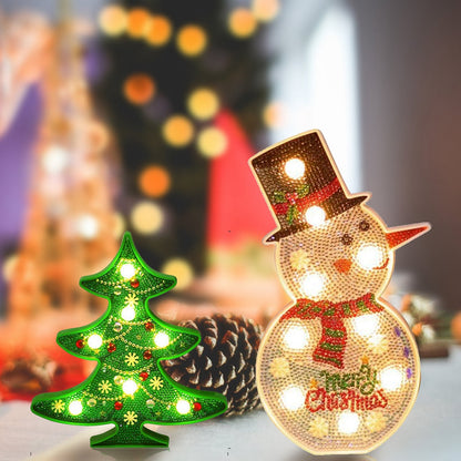 Diamantlicht Noëlle – DIY LED Kerstnachtlampje met Kerstboom en Sneeuwpop