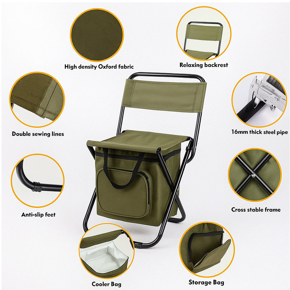 ChillZit Outdoor 3-in-1 Campingstoel met Koeltas en Rugleuning