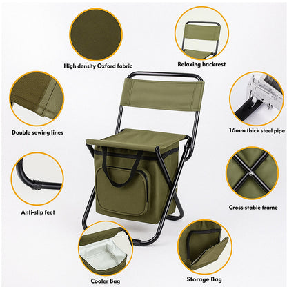 ChillZit Outdoor 3-in-1 Campingstoel met Koeltas en Rugleuning