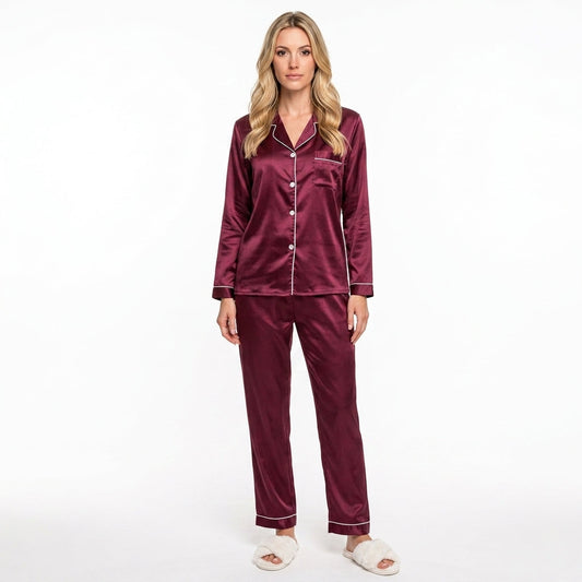 Zijdezacht Droomglans Pyjamaset voor Dames met Lange Mouwen