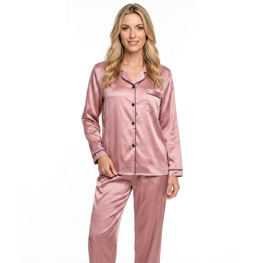 Zijdezacht Droomglans Pyjamaset voor Dames met Lange Mouwen