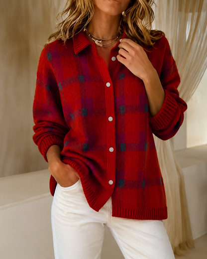 Dames Vest – Geruit Vest met Retro Uitstraling en Ruime Pasvorm