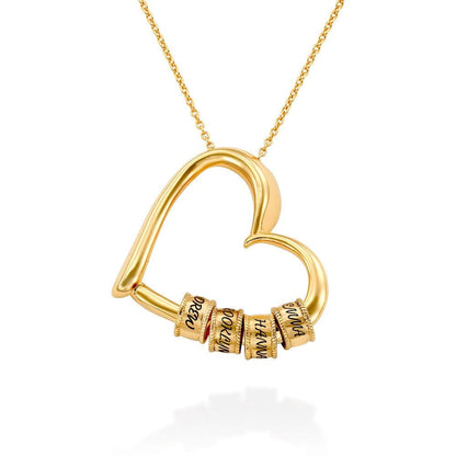 Liefshart Gepersonaliseerde Namenketting met Hart en Kralen