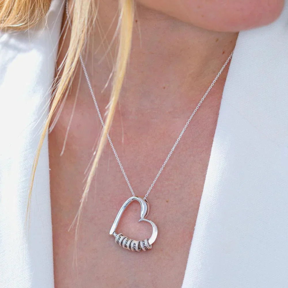 Liefshart Gepersonaliseerde Namenketting met Hart en Kralen