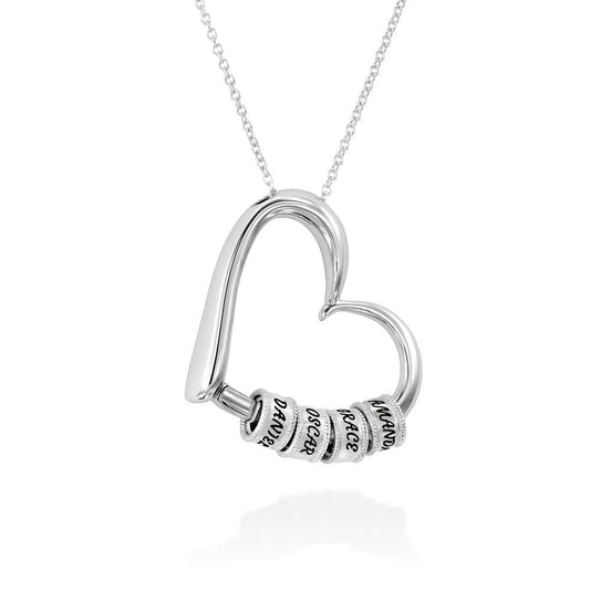 Liefshart Gepersonaliseerde Namenketting met Hart en Kralen