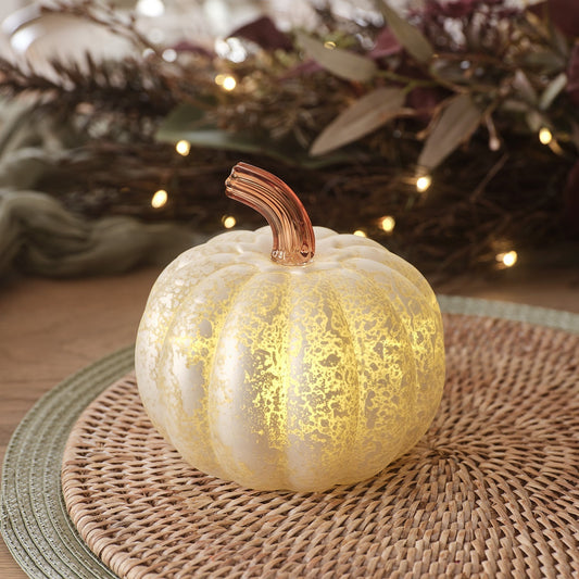 Herfstaura Glazen LED Pompoenlicht voor Halloween Decoratie