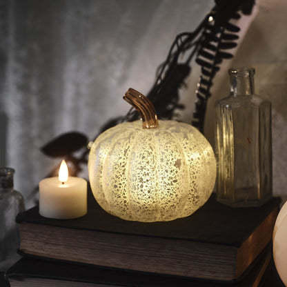 Herfstaura Glazen LED Pompoenlicht voor Halloween Decoratie