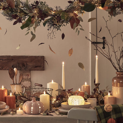 Herfstaura Glazen LED Pompoenlicht voor Halloween Decoratie