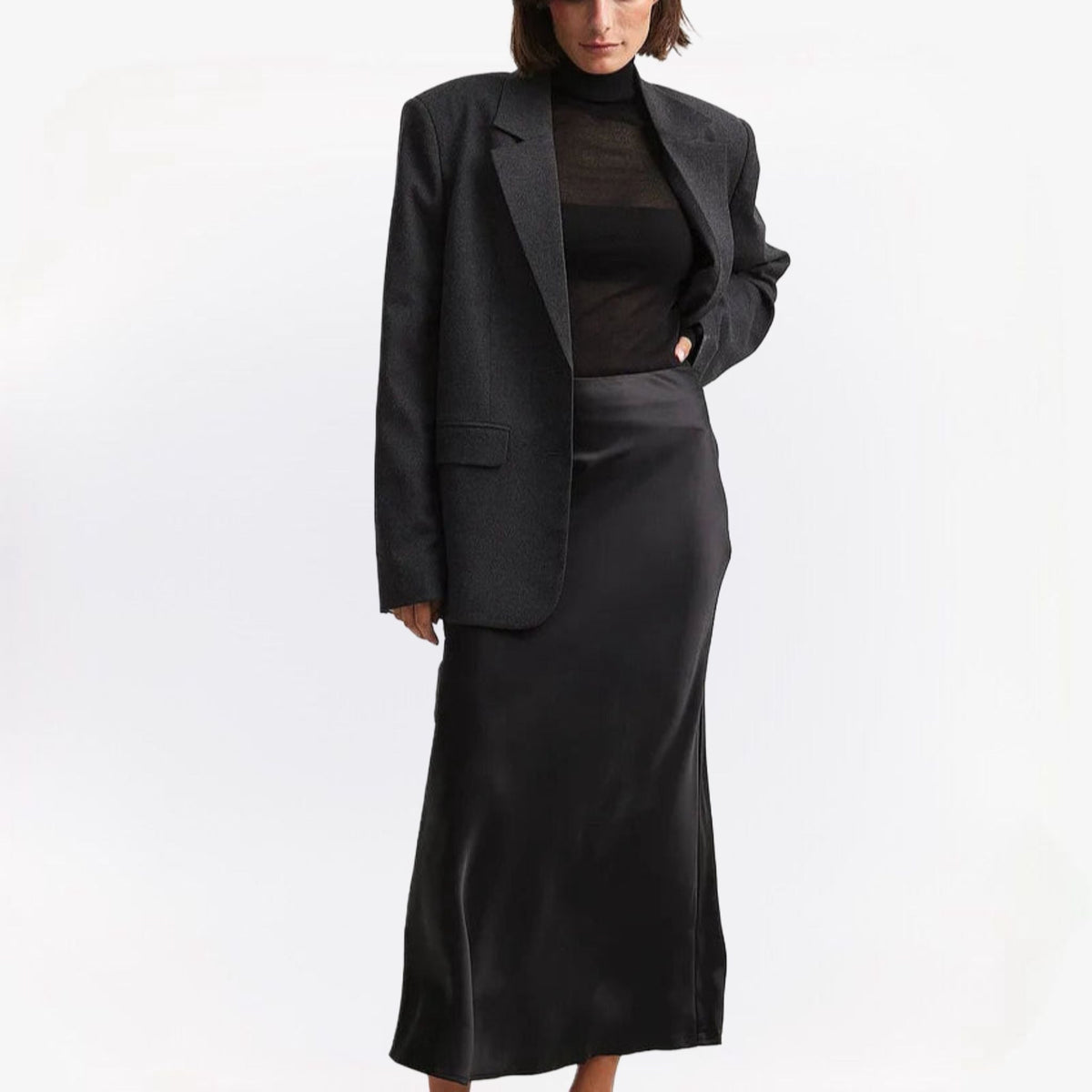 Dames Satijnen Rok Zijdeglans – Hoge Taille en Elegante Pasvorm
