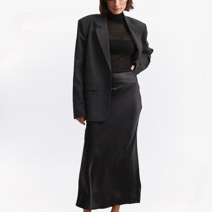 Dames Satijnen Rok Zijdeglans – Hoge Taille en Elegante Pasvorm