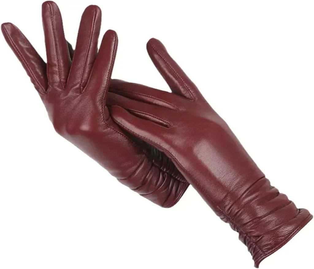 Winterzacht Dameshandschoenen van Schapenleer met Warme Wolvoering