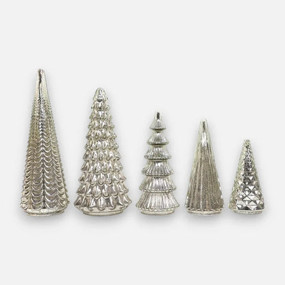 LED Kerst Dennen Set van 5 – Warmwitte Verlichting en Glitter