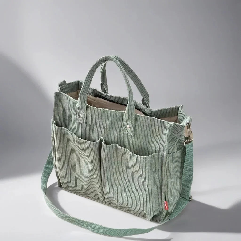 RibWeef Schoudertas Dames – Ruime Corduroy Tas voor Dagelijks Gebruik