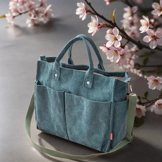 RibWeef Schoudertas Dames – Ruime Corduroy Tas voor Dagelijks Gebruik