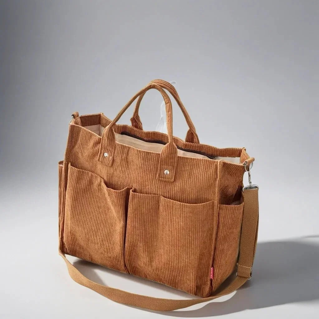 RibWeef Schoudertas Dames – Ruime Corduroy Tas voor Dagelijks Gebruik