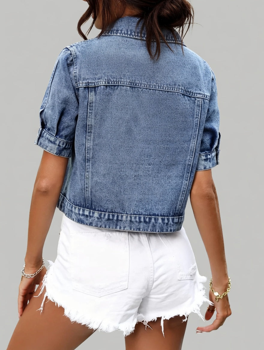 DenimBreeze Dames Jack met Korte Mouwen en Relaxte Pasvorm
