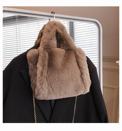 Fluffora – Zachte pluche damestas met kettingriem in 2 maten