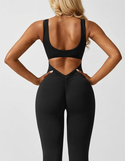 Veloura Sculpt Jumpsuit Dames Stretch Backless Flared Fit