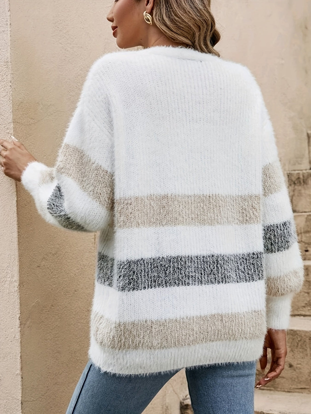 Randige cardigan met knopen en zachte textuur voor dames