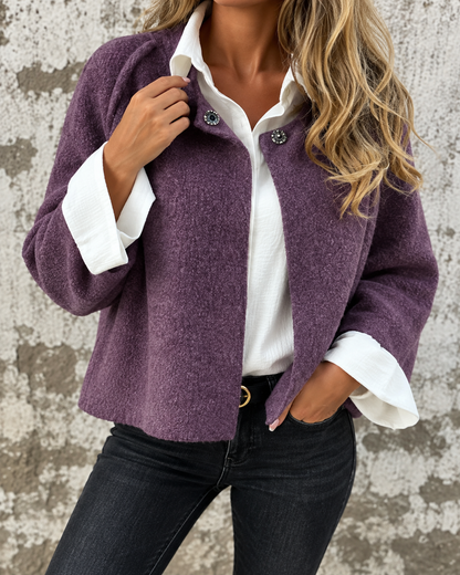 Dames Korte Jas MerelKnus met Knopen – Elegant en Warm
