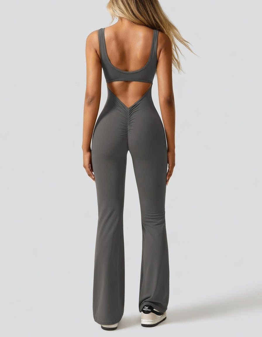 Veloura Sculpt Jumpsuit Dames Stretch Backless Flared Fit