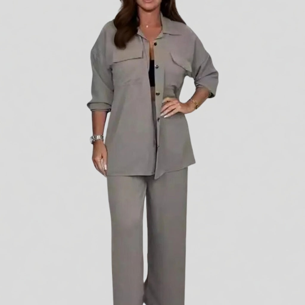 Liora Elegante Dames Set met Wijde Broek en Blouse
