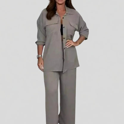 Liora Elegante Dames Set met Wijde Broek en Blouse