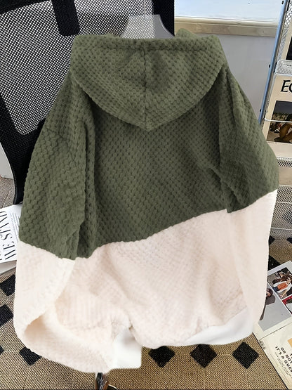 Faux Fur Hoodie in Zachte Materialen met Contrasterende Panelen, Unisex