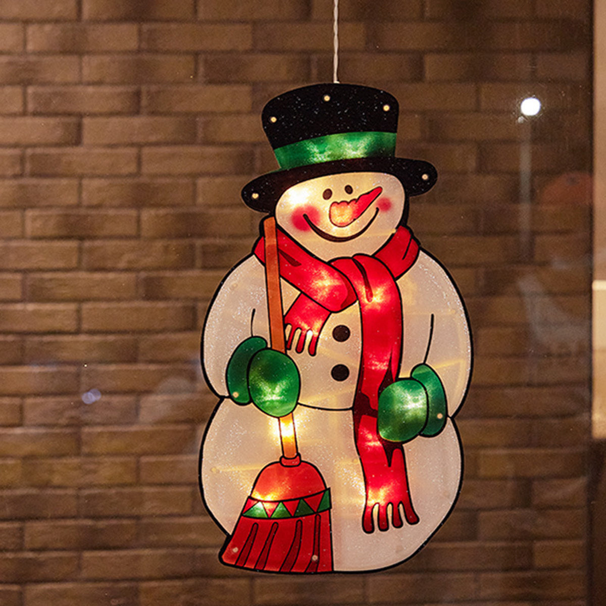 Kerstgloed – Hangende Kerstfiguren met Warme Verlichting voor het Raam
