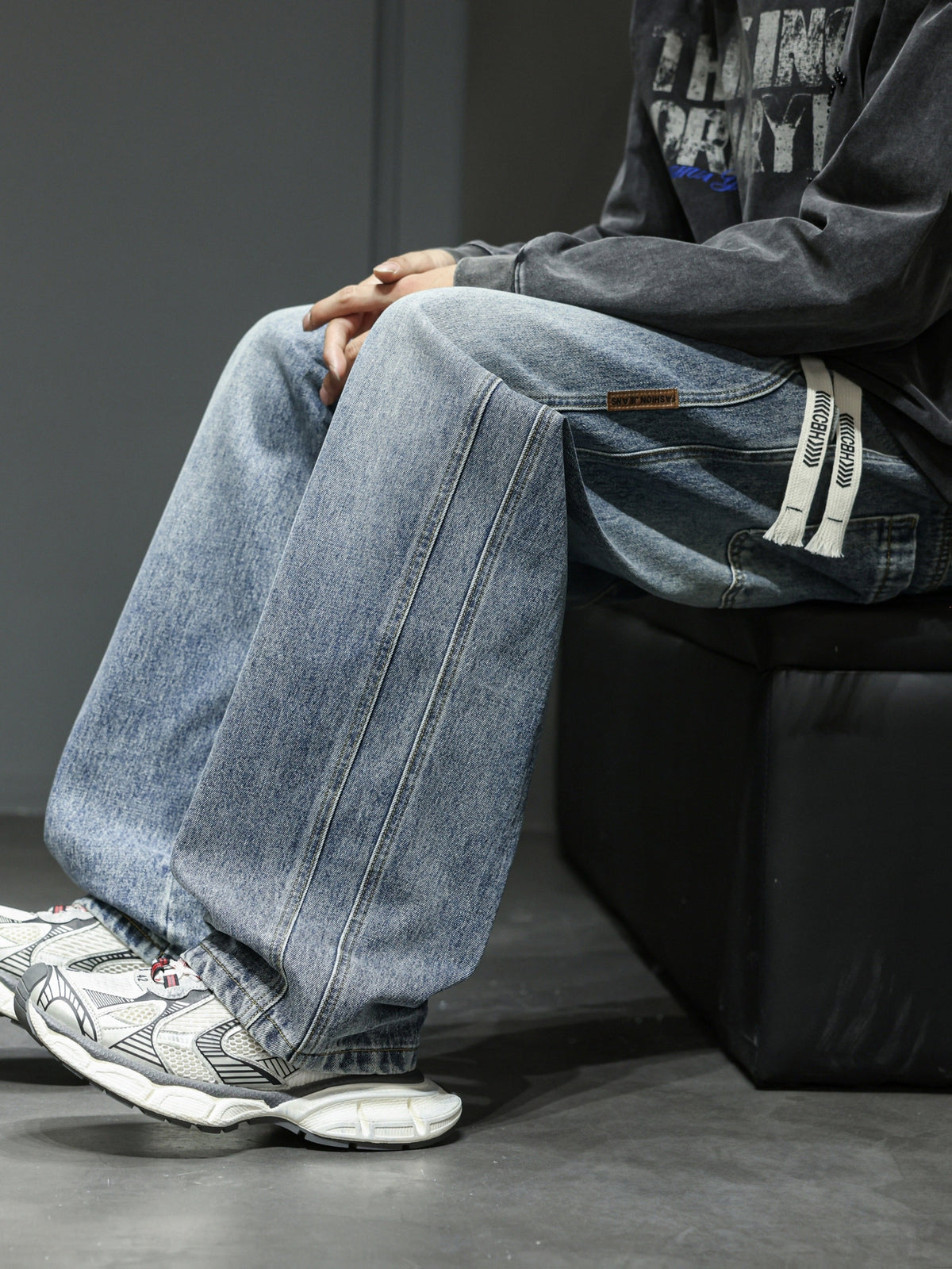 Heren Baggy Jeans – Losse Streetwear Pasvorm met Trekkoord