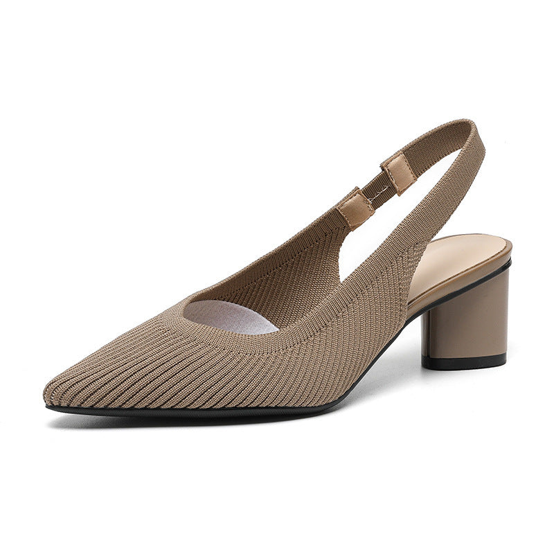 Veloura Slingback Hakken Dames met Geribde Structuur en Lage Hak