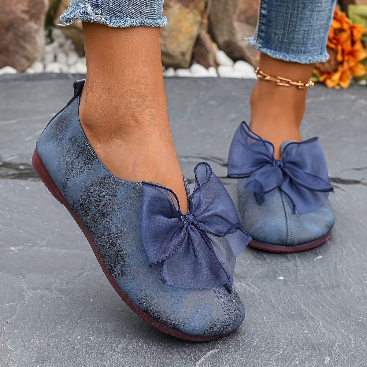 Dames ballerina's Fleur met strikdetail en platte zool