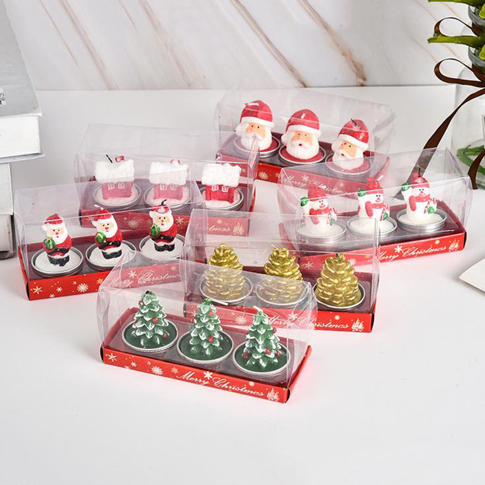 Kersttrio Noëlle – Set van 3 Decoratieve Kerstkaarsen van Paraffine
