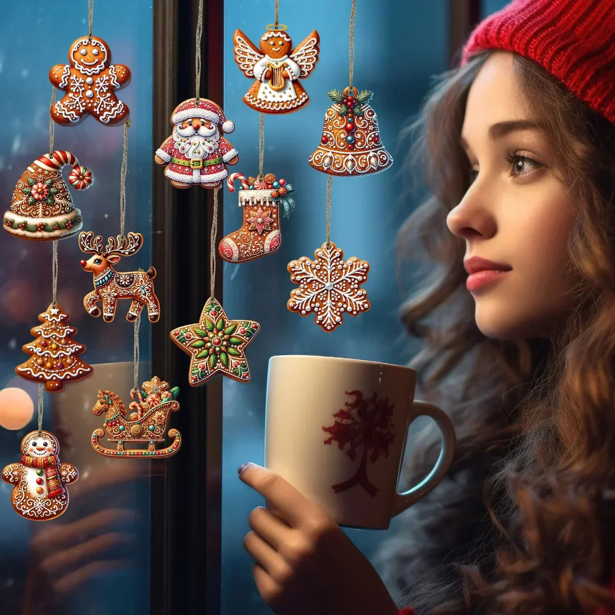 KerstPracht Set van 12 Kerstboomornamenten met Feestmotieven