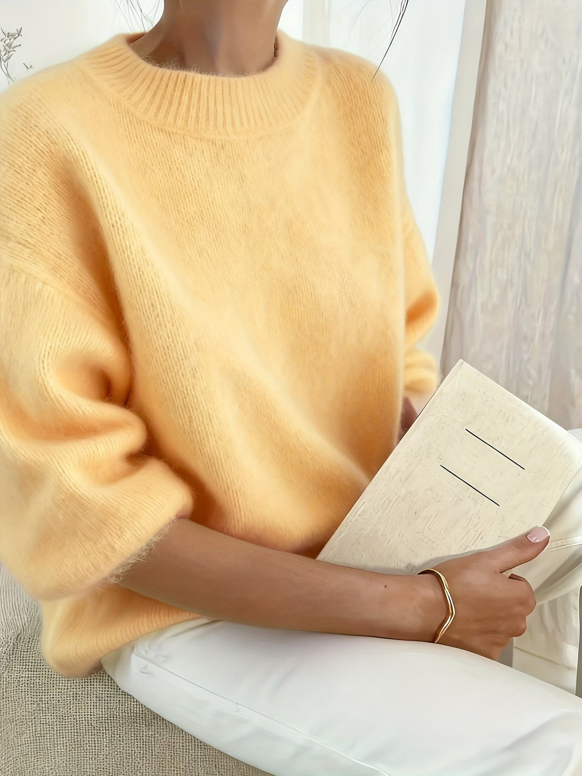 Damestrui Elegant Lange Mouwen Oversized Gebreid Herfst/Winter – Casual Stijl