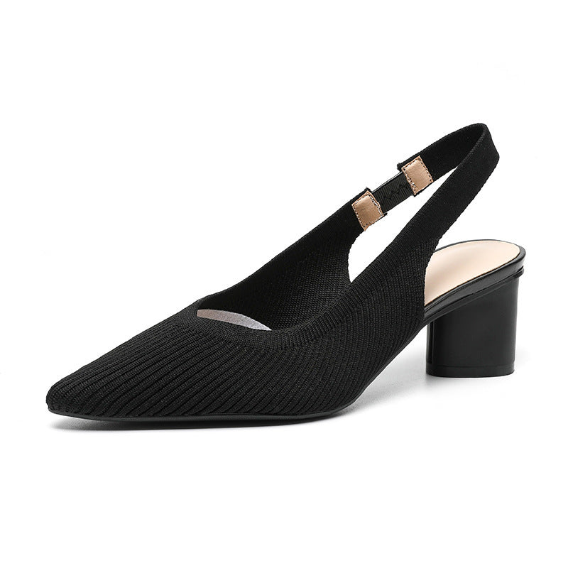 Veloura Slingback Hakken Dames met Geribde Structuur en Lage Hak