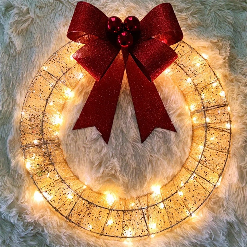 GoudenGloed Verlichte Kerstkrans 50 cm met 140 LED-lampjes