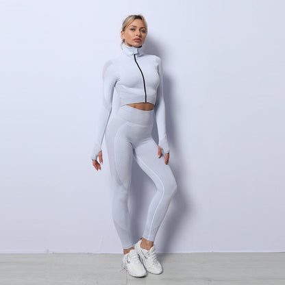 Flexivara – Naadloze 3-delige sportset met jack, bh en legging