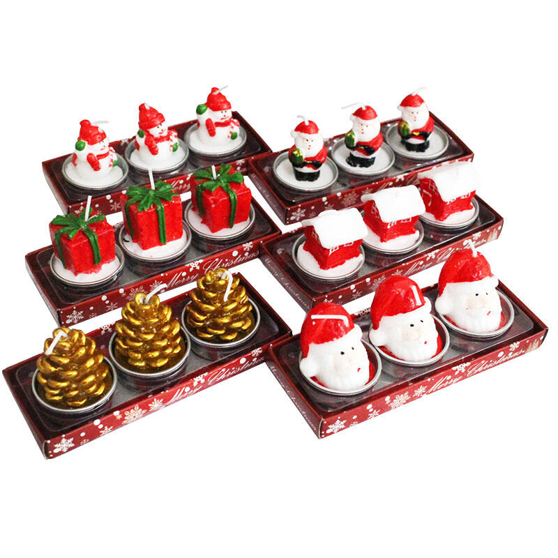 Kersttrio Noëlle – Set van 3 Decoratieve Kerstkaarsen van Paraffine