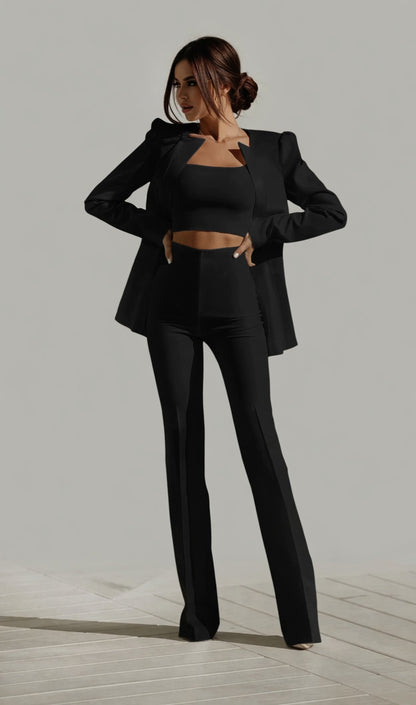 PowerChic Dames Broekpak 3-Delig met Blazer en Flared Broek